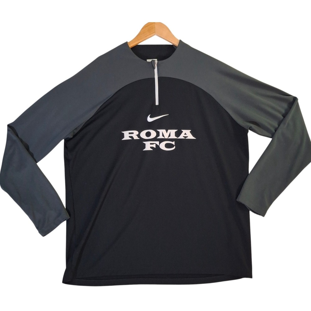 AS Roma FC Nike 1/4 Zip‎ Performance Sweatshirt Men's XL  Black Gray
